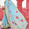 Lissome Sky Cotton Silk Saree With Serendipity Blouse Piece