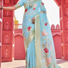 Lissome Sky Cotton Silk Saree With Serendipity Blouse Piece