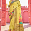 Splendiferous Yellow Cotton Silk Saree With Luxuriant Blouse Piece