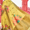 Splendiferous Yellow Cotton Silk Saree With Luxuriant Blouse Piece