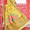 Splendiferous Yellow Cotton Silk Saree With Luxuriant Blouse Piece