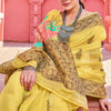Splendiferous Yellow Cotton Silk Saree With Luxuriant Blouse Piece