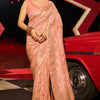 Skinny Peach Soft Banarasi Silk Saree With Sophisticated Blouse Piece