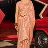 Skinny Peach Soft Banarasi Silk Saree With Sophisticated Blouse Piece