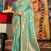 Outstanding Sea Green Soft Banarasi Silk Saree With Surpassing Blouse Piece