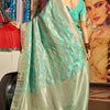 Outstanding Sea Green Soft Banarasi Silk Saree With Surpassing Blouse Piece
