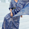 Pretty Blue Kanjivaram Silk Saree With Innovative Blouse Piece
