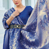 Pretty Blue Kanjivaram Silk Saree With Innovative Blouse Piece