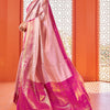 Gratifying Baby Pink Kanjivaram Silk Saree With Precious Blouse Piece