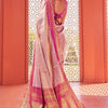 Gratifying Baby Pink Kanjivaram Silk Saree With Precious Blouse Piece
