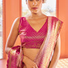 Gratifying Baby Pink Kanjivaram Silk Saree With Precious Blouse Piece