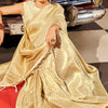 Marvellous Beige Kanjivaram Silk Saree With Adorning Blouse Piece
