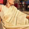 Marvellous Beige Kanjivaram Silk Saree With Adorning Blouse Piece