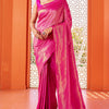 Beautiful Dark Pink Kanjivaram Silk Saree With Captivating Blouse Piece