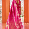Beautiful Dark Pink Kanjivaram Silk Saree With Captivating Blouse Piece