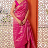 Beautiful Dark Pink Kanjivaram Silk Saree With Captivating Blouse Piece