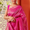 Beautiful Dark Pink Kanjivaram Silk Saree With Captivating Blouse Piece