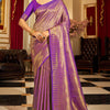 Inspiring Purple Kanjivaram Silk Saree With Divine Blouse Piece