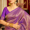 Inspiring Purple Kanjivaram Silk Saree With Divine Blouse Piece