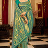 Demure Rama Kanjivaram Silk Saree With Evocative Blouse Piece