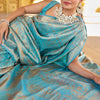 Comely Firozi Kanjivaram Silk Saree With Epiphany Blouse Piece