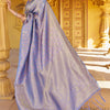 Scintillating Lavender Kanjivaram Silk Saree With Rhapsody Blouse Piece