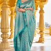 Pulsating Sea Green Kanjivaram Silk Saree With Resplendent Blouse Piece