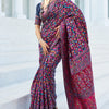 Elegant Navy Blue Pashmina saree With Intricate Blouse Piece