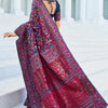 Elegant Navy Blue Pashmina saree With Intricate Blouse Piece