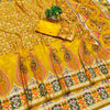 Seraphic Yellow Nylon Dola Pashmina Saree With Resplendent Blouse Piece