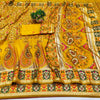 Seraphic Yellow Nylon Dola Pashmina Saree With Resplendent Blouse Piece