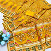 Seraphic Yellow Nylon Dola Pashmina Saree With Resplendent Blouse Piece