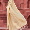 Pretty Beige Kanjivaram Silk Saree With Sizzling Blouse Piece