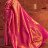 Outstanding Dark Pink Kanjivaram Silk Saree With Jazzy Blouse Piece
