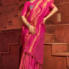 Outstanding Dark Pink Kanjivaram Silk Saree With Jazzy Blouse Piece