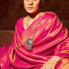 Outstanding Dark Pink Kanjivaram Silk Saree With Jazzy Blouse Piece