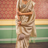 Transcendent Beige Soft Banarasi Silk Saree With Whimsical Blouse Piece