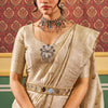 Transcendent Beige Soft Banarasi Silk Saree With Whimsical Blouse Piece