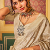 Transcendent Beige Soft Banarasi Silk Saree With Whimsical Blouse Piece