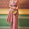 Enamoring Light Pink Soft Banarasi Silk Saree With Jubilant Blouse Piece