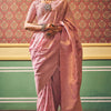 Enamoring Light Pink Soft Banarasi Silk Saree With Jubilant Blouse Piece