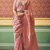 Enamoring Light Pink Soft Banarasi Silk Saree With Jubilant Blouse Piece