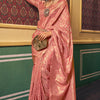 Supernal Peach Soft Banarasi Silk Saree With Fragrant Blouse Piece