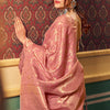 Supernal Peach Soft Banarasi Silk Saree With Fragrant Blouse Piece