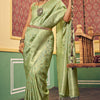 Magnetic Pista Soft Banarasi Silk Saree With Propinquity Blouse Piece