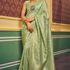 Magnetic Pista Soft Banarasi Silk Saree With Propinquity Blouse Piece