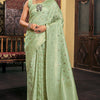 Lagniappe Sea Green Soft Banarasi Silk Saree With Comely Blouse Piece