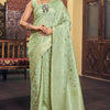 Lagniappe Sea Green Soft Banarasi Silk Saree With Comely Blouse Piece