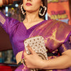 Fairytale Purple Kanjivaram Silk Saree With Assemblage Blouse Piece