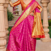 Radiant Dark Pink Patola Silk Saree with Glowing Blouse Piece